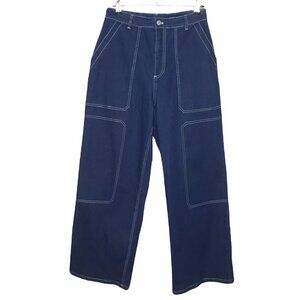 By DYLN Women's Cargo Style Dark Wash "Cooper" Wide-Leg Jeans Sz M (1135)